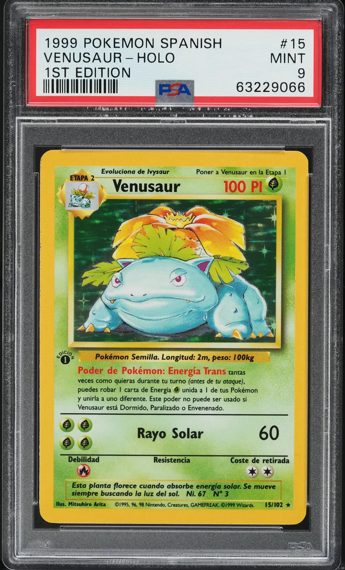 Charizard, Blastoise y Venusaur PSA 1999 en Español